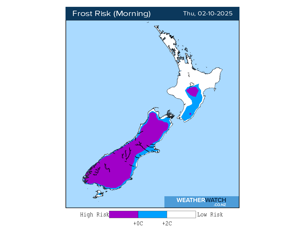 Frost risk for 1:01am on Thu 2 October 2025
