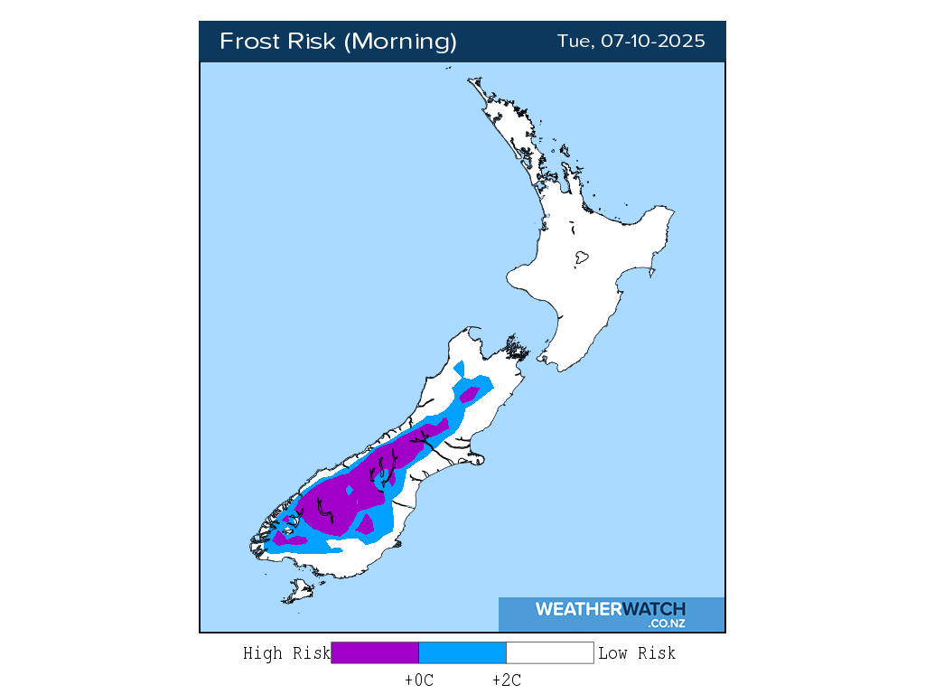 Frost risk for 1:01am on Tue 7 October 2025