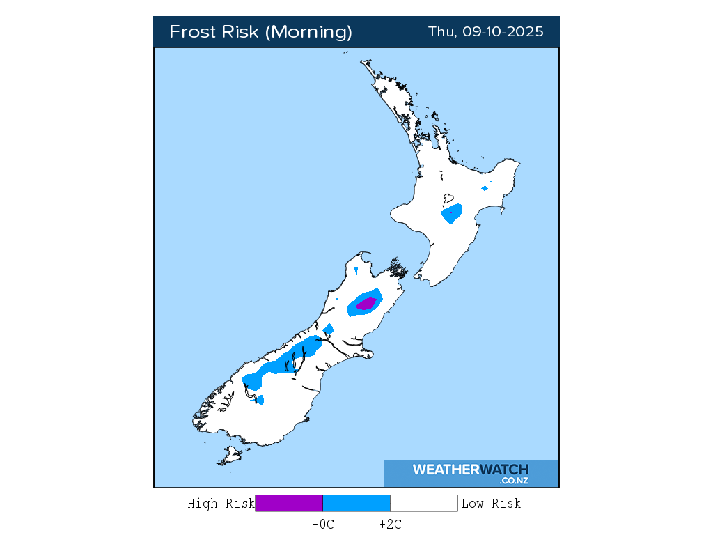 Frost risk for 1:01am on Thu 9 October 2025