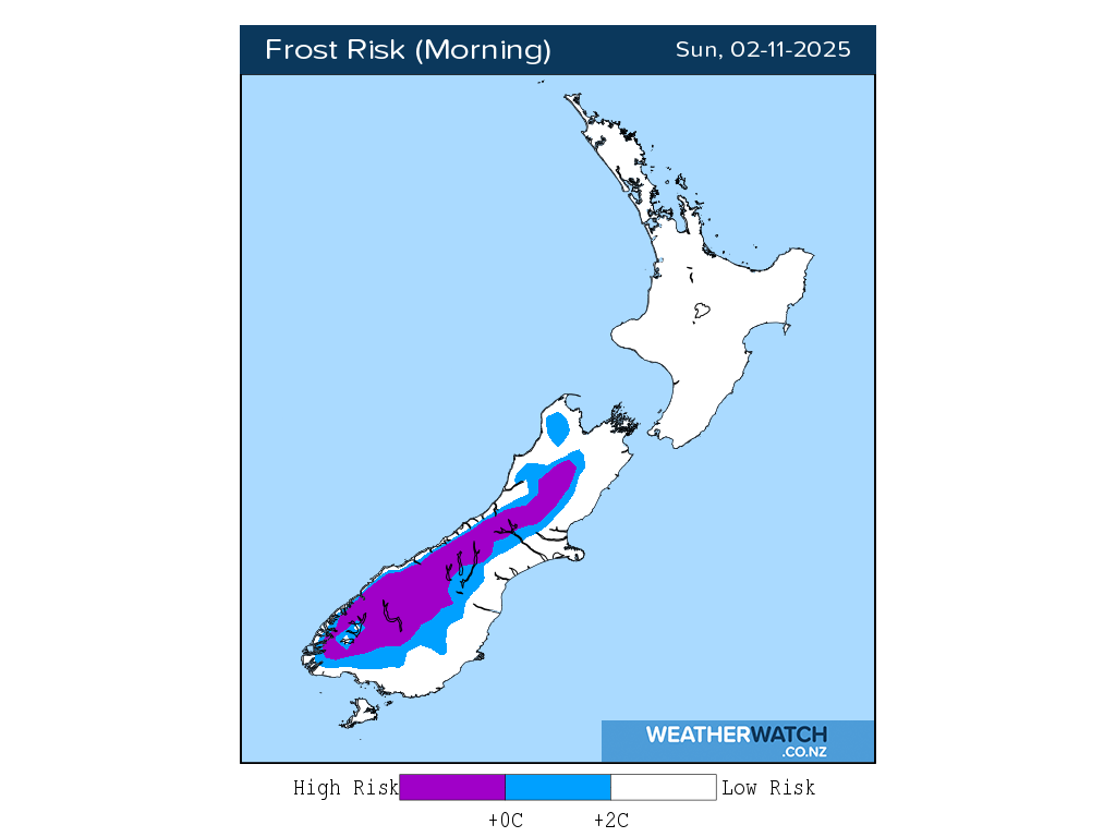 Frost risk for 1:01am on Sun 2 November 2025