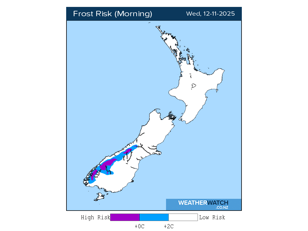 Frost risk for 1:01am on Wed 12 November 2025