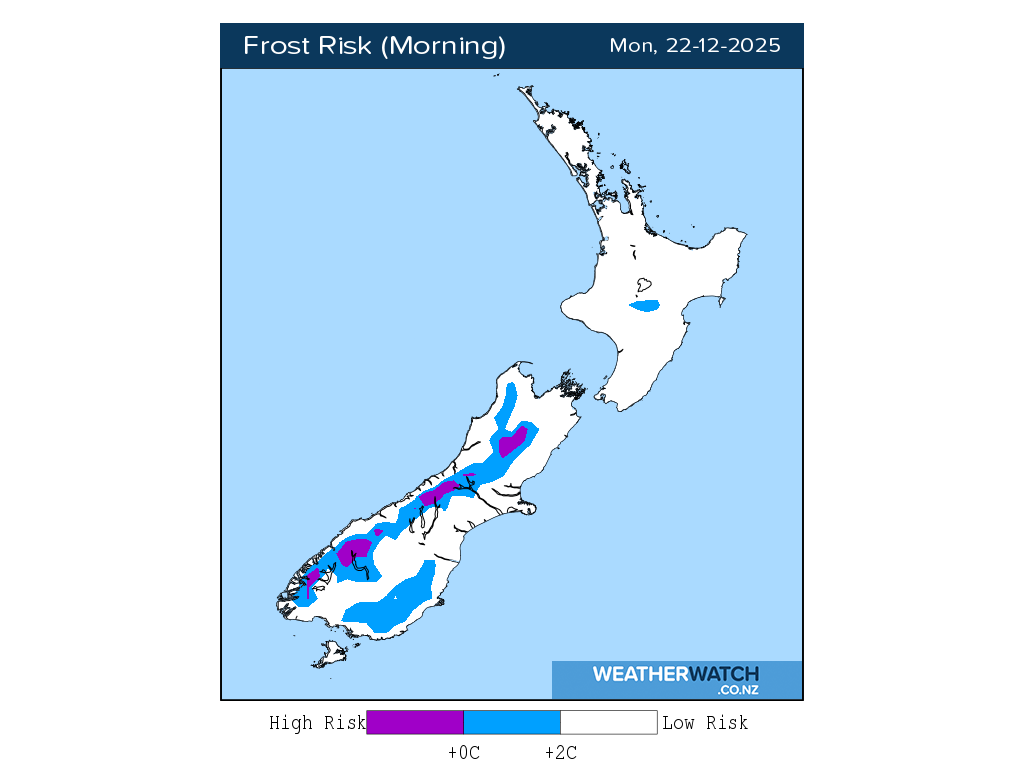 Frost risk for 1:01am on Mon 22 December 2025