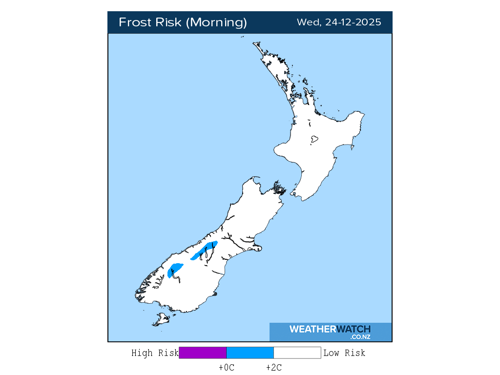 Frost risk for 1:01am on Wed 24 December 2025