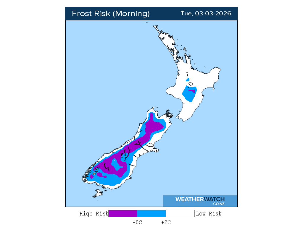 Frost risk for 1:01am on Tue 3 March 2026
