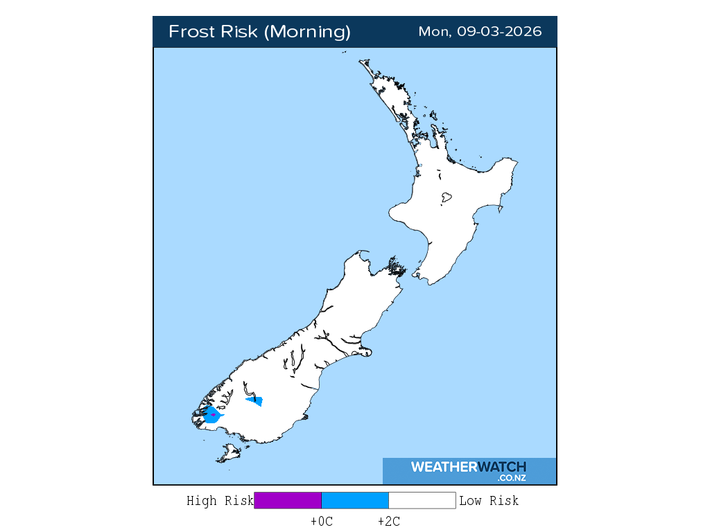 Frost risk for 1:01am on Mon 9 March 2026
