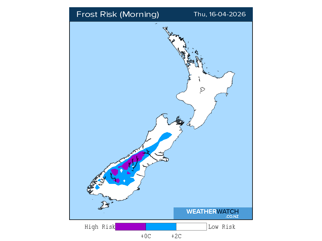 Frost risk for 12:01am on Thu 16 April 2026