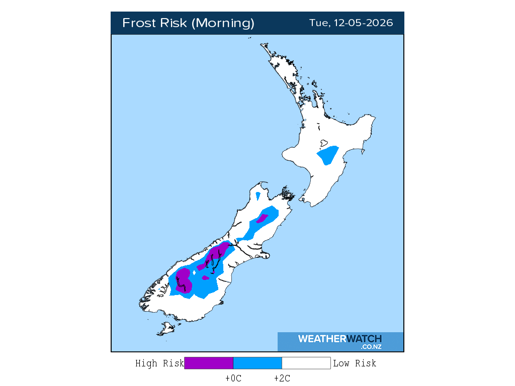 Frost risk for 12:01am on Tue 12 May 2026