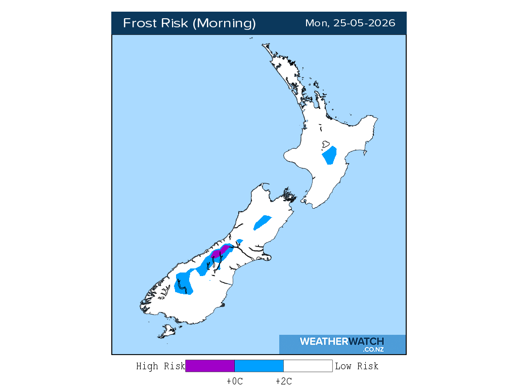 Frost risk for 12:01am on Mon 25 May 2026