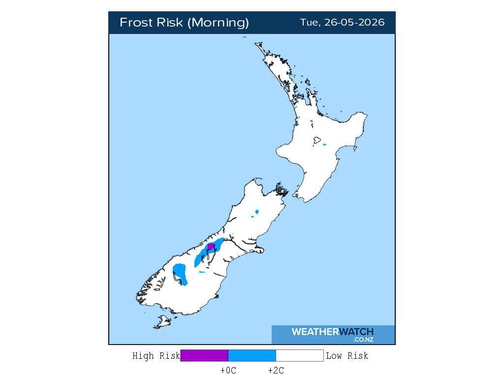 Frost risk for 12:01am on Tue 26 May 2026