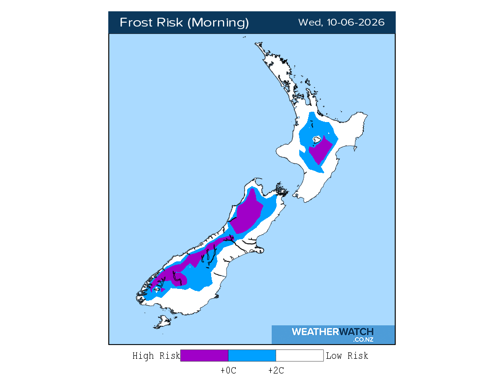 Frost risk for 12:01am on Wed 10 June 2026