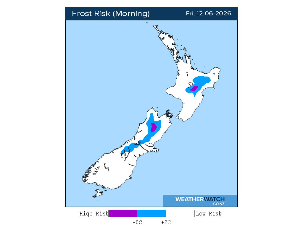 Frost risk for 12:01am on Fri 12 June 2026