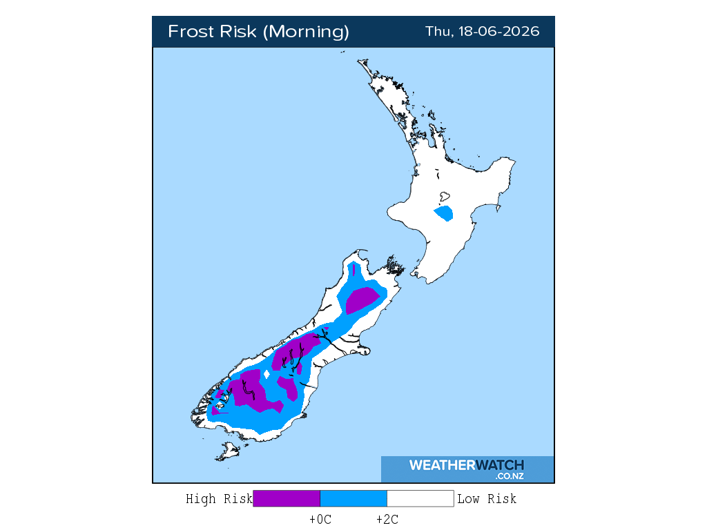 Frost risk for 12:01am on Thu 18 June 2026