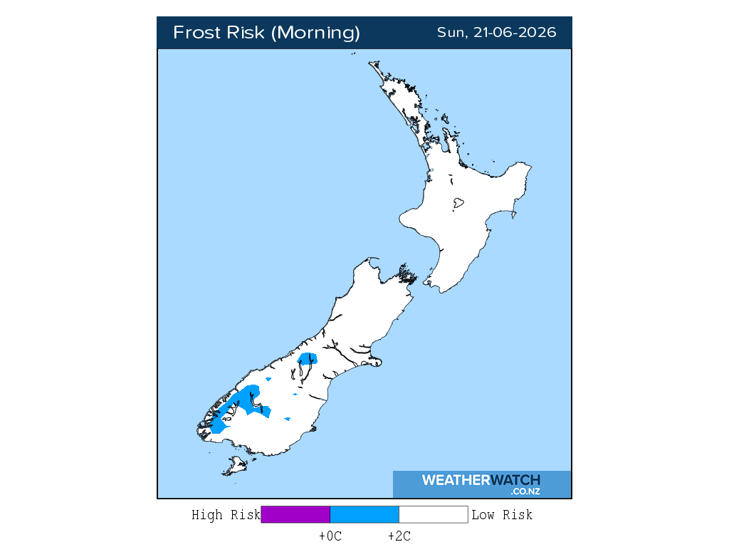 Frost risk for 12:01am on Sun 21 June 2026