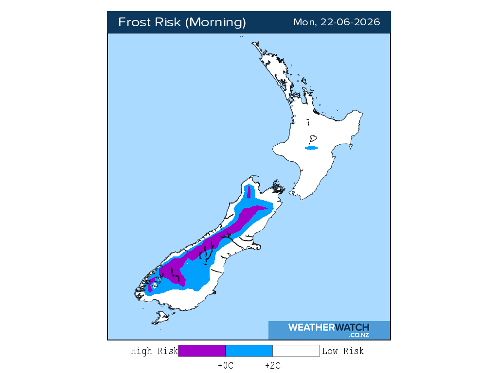 Frost risk for 12:01am on Mon 22 June 2026
