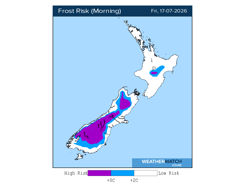 Frost risk for 12:01am on Fri 17 July 2026