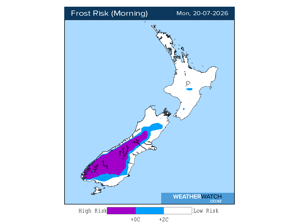 Frost risk for 12:01am on Mon 20 July 2026