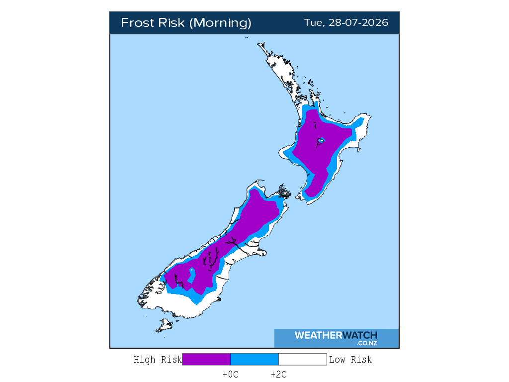Frost risk for 12:01am on Tue 28 July 2026