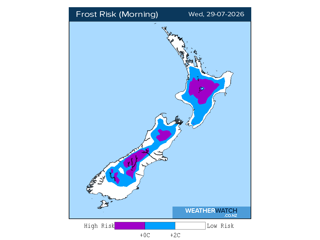 Frost risk for 12:01am on Wed 29 July 2026
