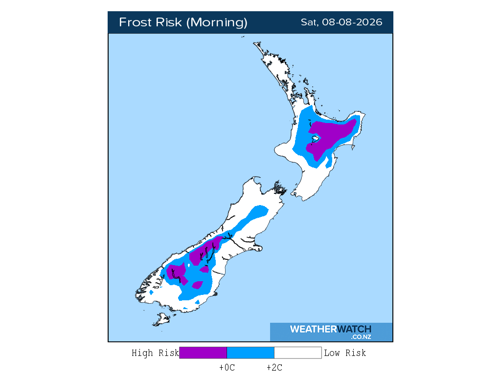 Frost risk for 12:01am on Sat 8 August 2026
