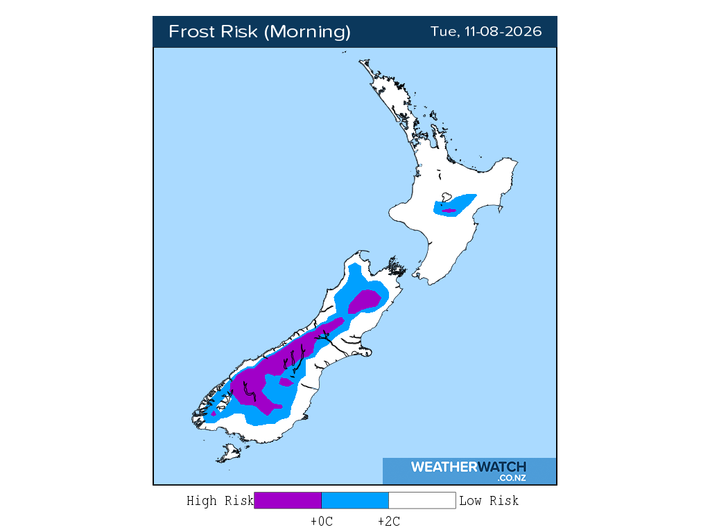 Frost risk for 12:01am on Tue 11 August 2026