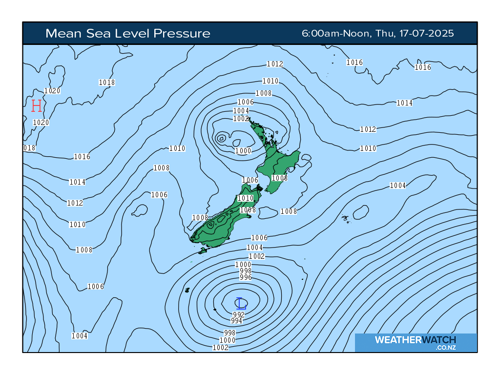 Mean sea level pressure for 6:01am on Thu 17 July 2025