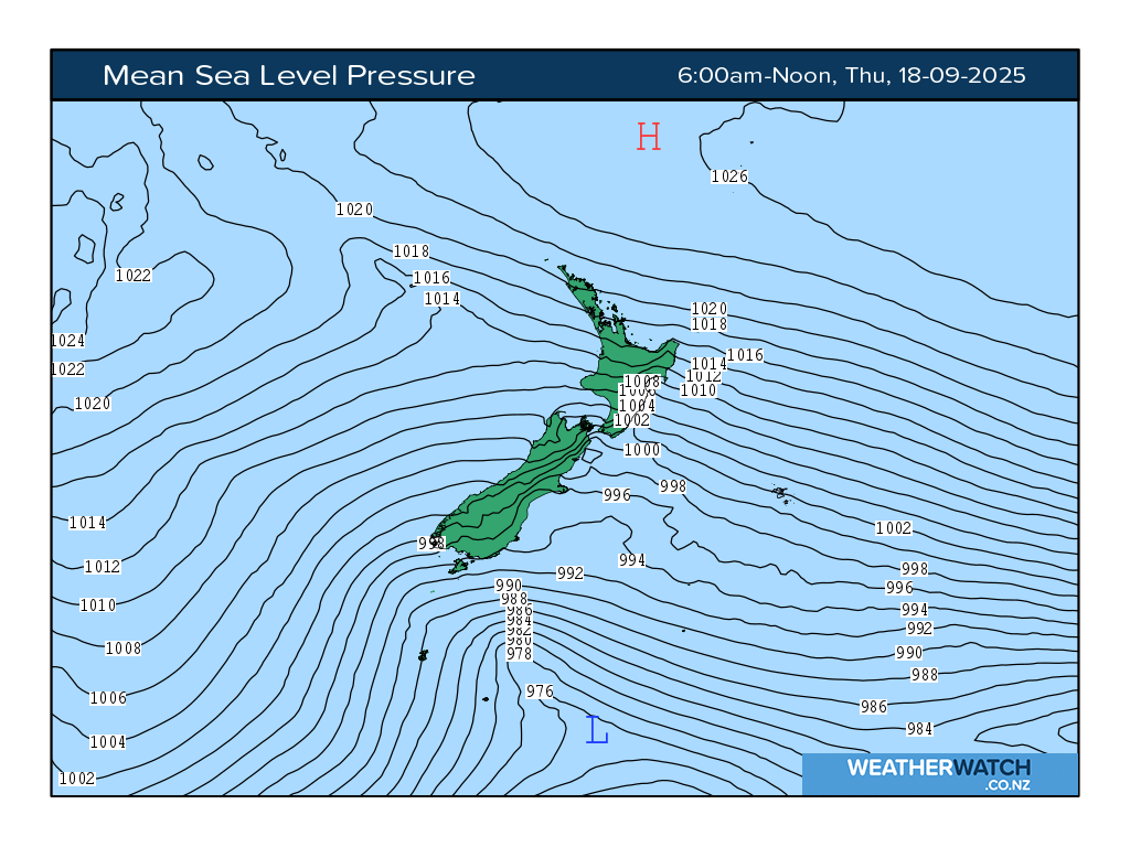 Mean sea level pressure for 6:01am on Thu 18 September 2025