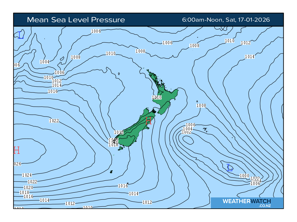 Mean sea level pressure for 7:01am on Sat 17 January 2026