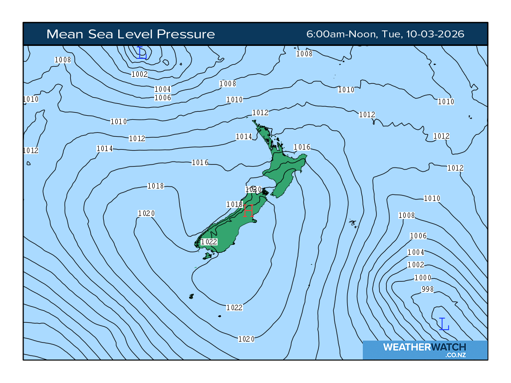 Mean sea level pressure for 7:01am on Tue 10 March 2026