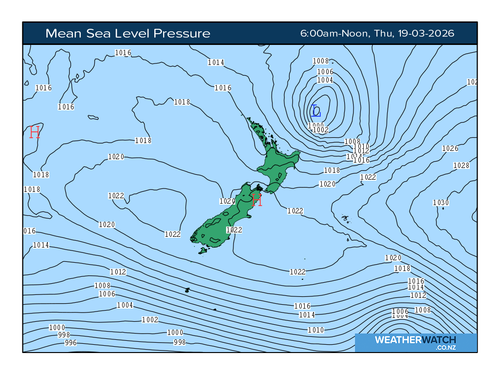Mean sea level pressure for 7:01am on Thu 19 March 2026
