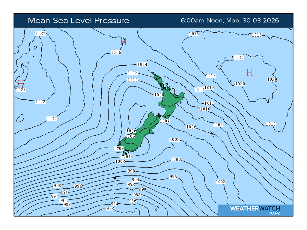 Mean sea level pressure for 7:01am on Mon 30 March 2026