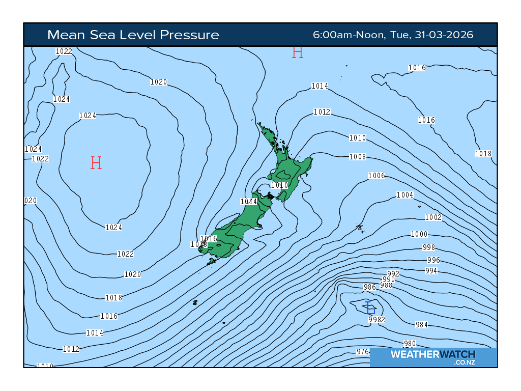 Mean sea level pressure for 7:01am on Tue 31 March 2026