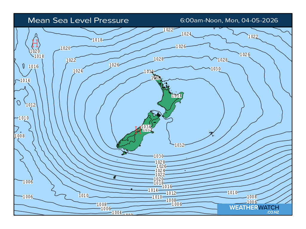 Mean sea level pressure for 6:01am on Mon 4 May 2026