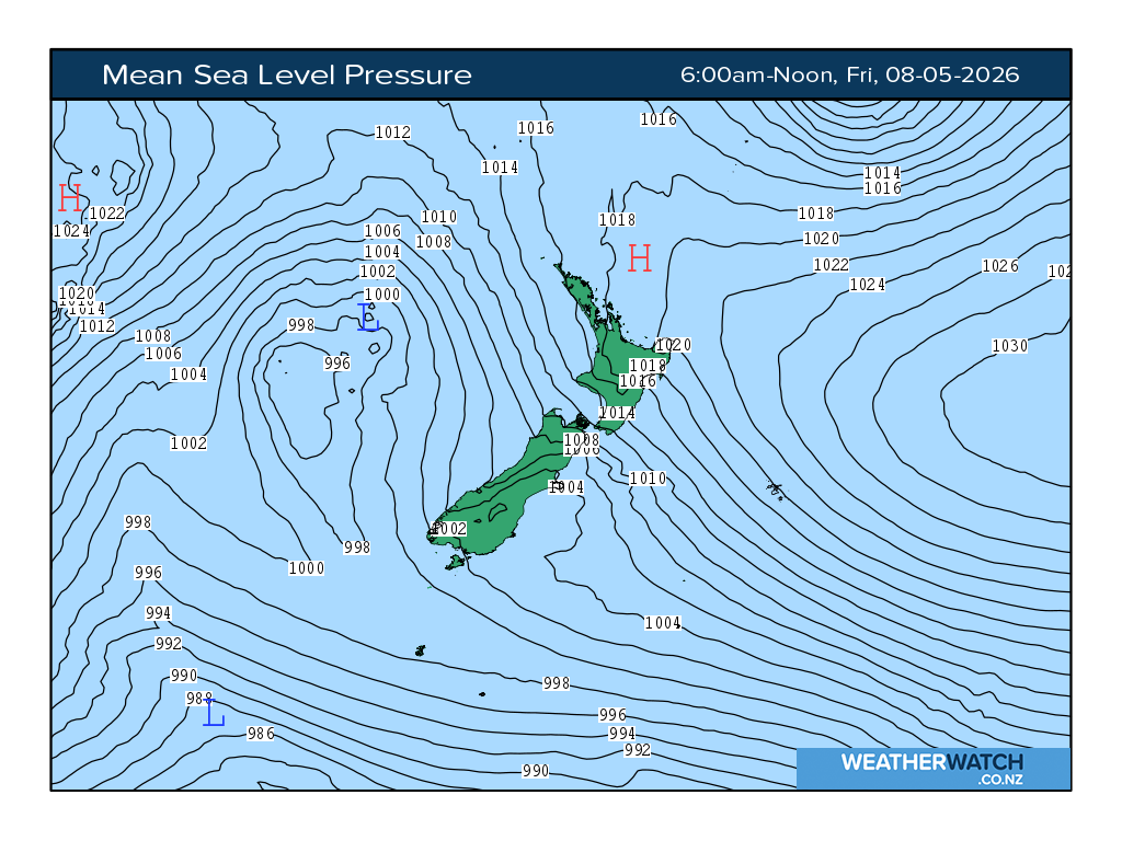 Mean sea level pressure for 6:01am on Fri 8 May 2026