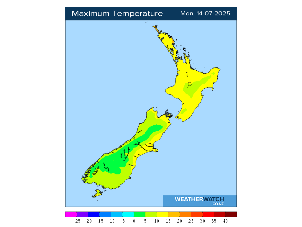 Maximum temperature for 12:01pm on Mon 14 July 2025