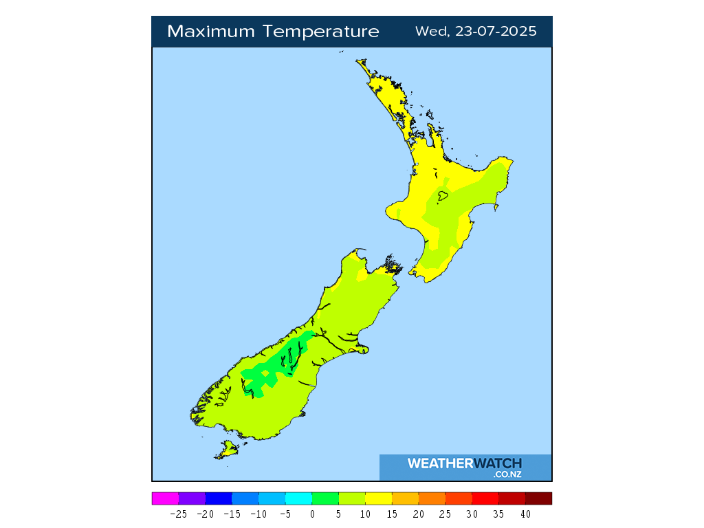 Maximum temperature for 12:01pm on Wed 23 July 2025