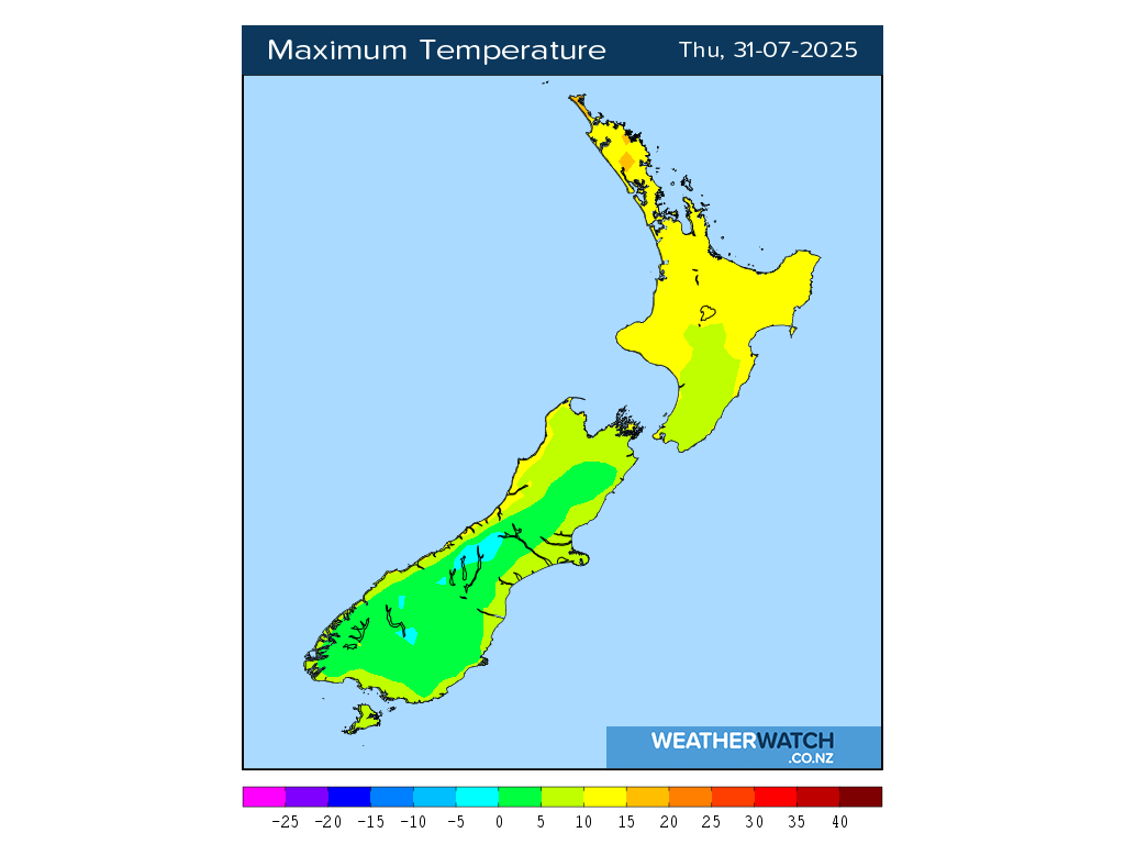 Maximum temperature for 12:01pm on Thu 31 July 2025