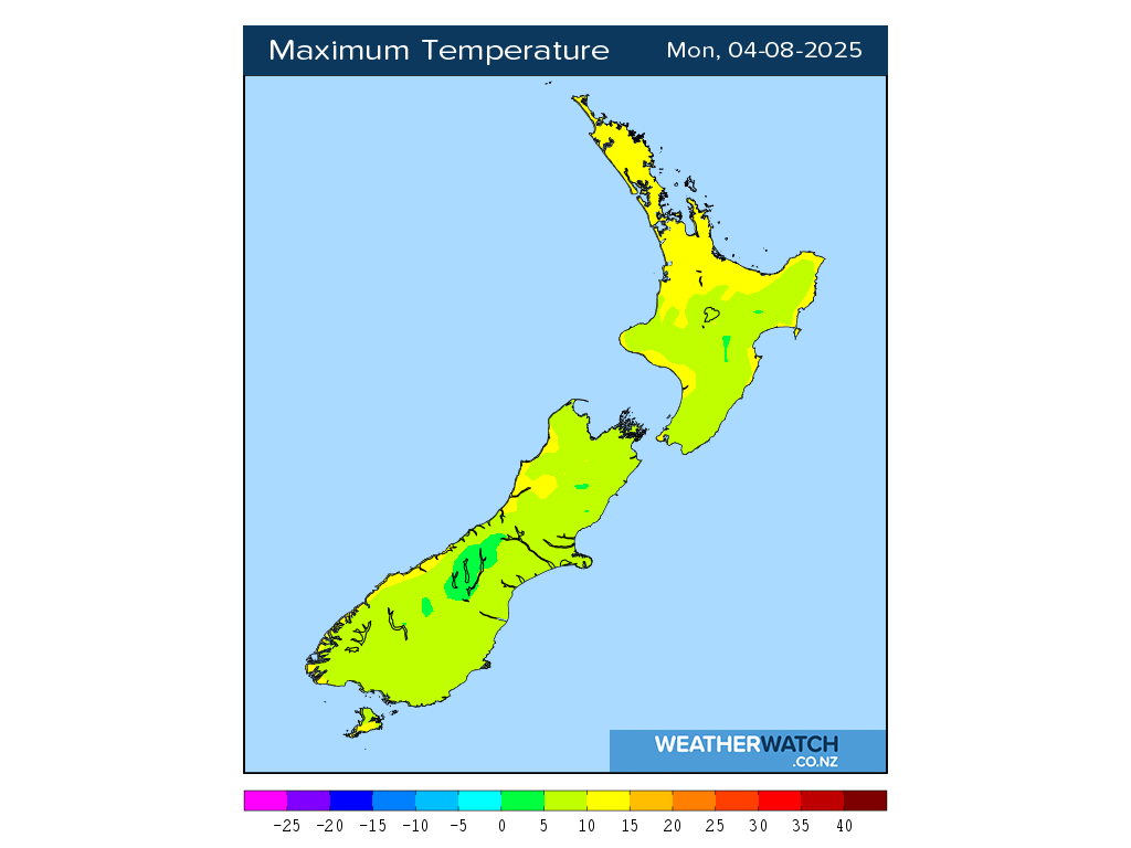 Maximum temperature for 12:01pm on Mon 4 August 2025