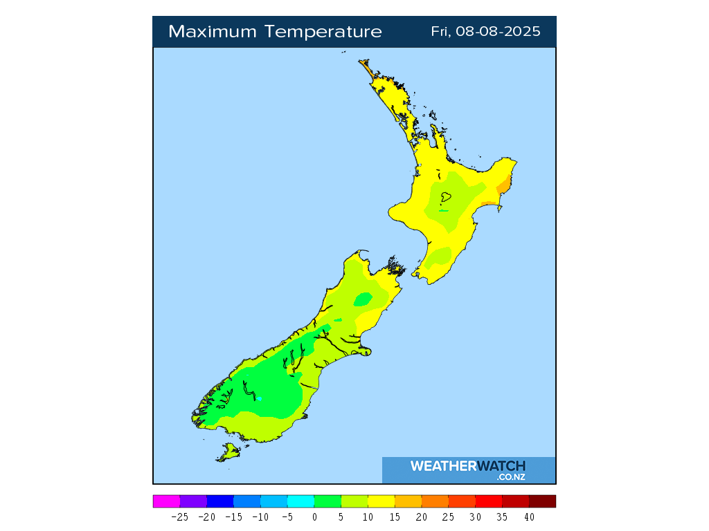 Maximum temperature for 12:01pm on Fri 8 August 2025