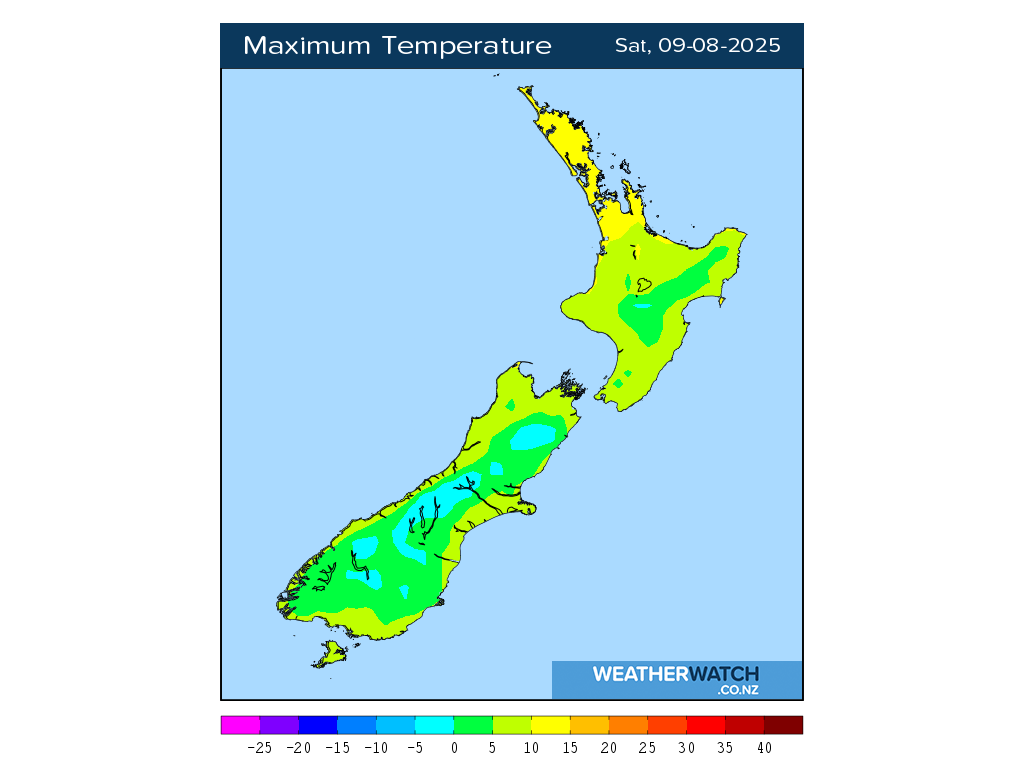Maximum temperature for 12:01pm on Sat 9 August 2025