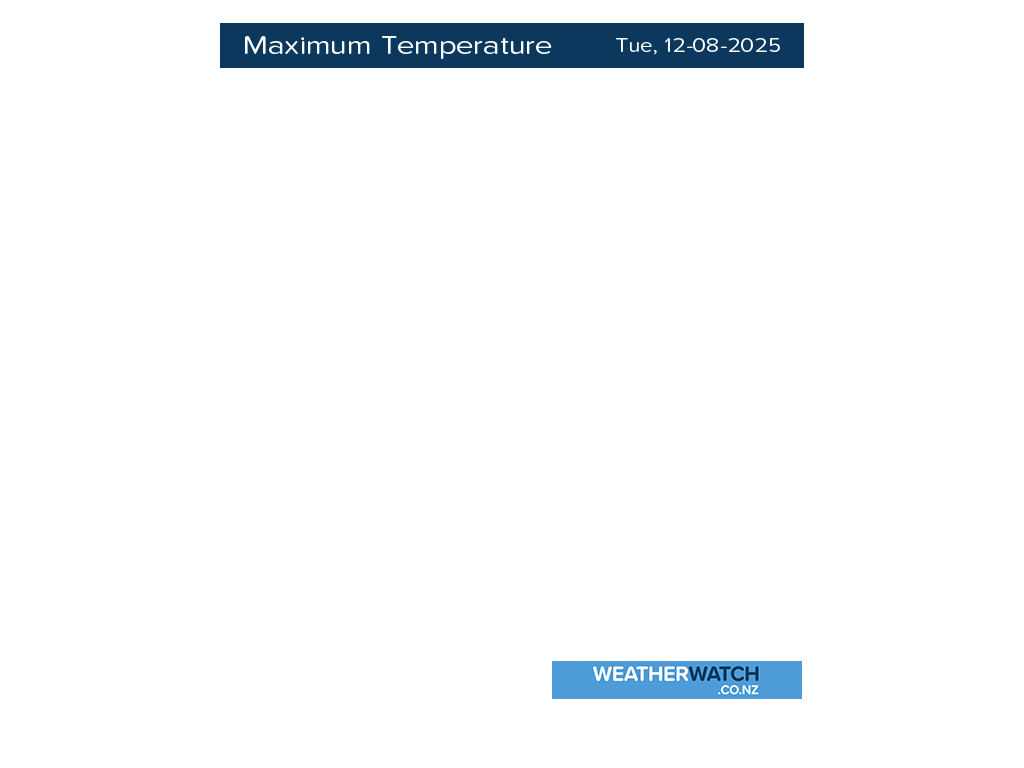 Maximum temperature for 12:01pm on Tue 12 August 2025
