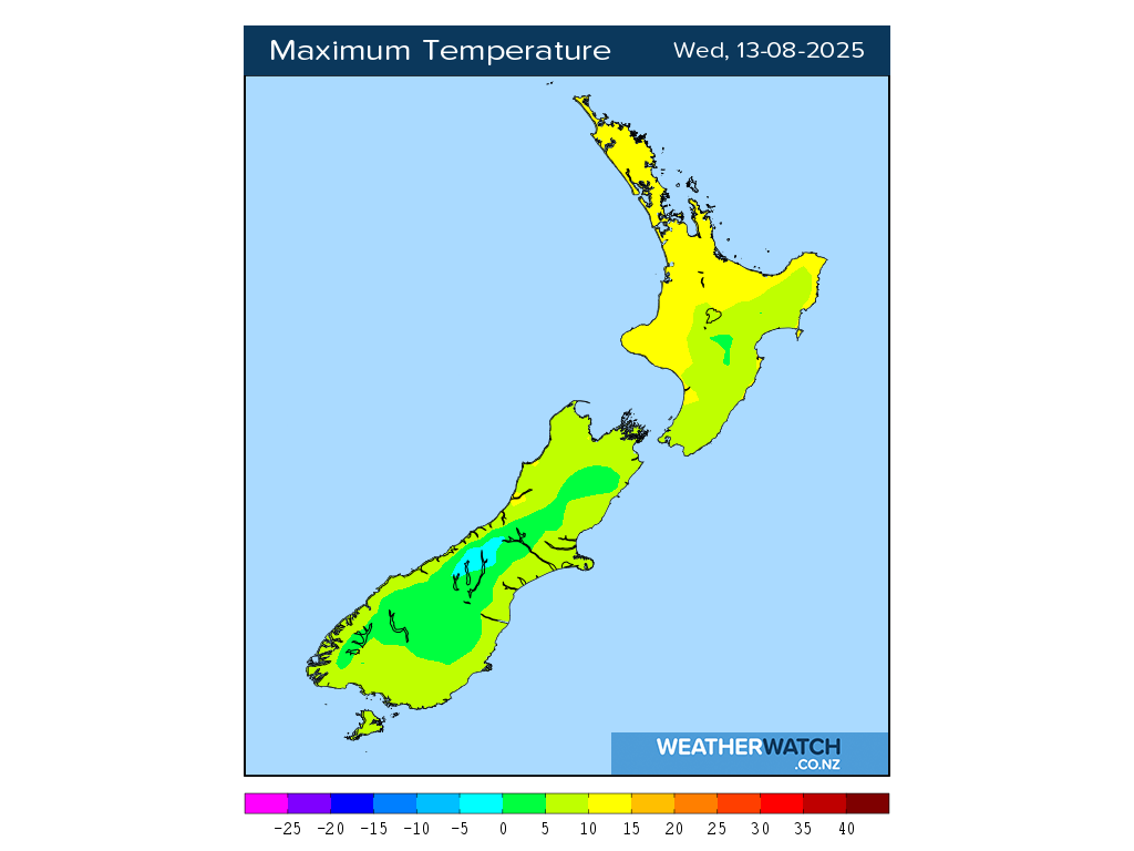 Maximum temperature for 12:01pm on Wed 13 August 2025