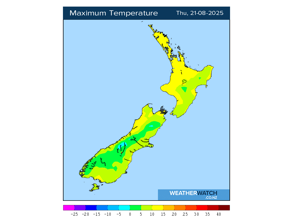 Maximum temperature for 12:01pm on Thu 21 August 2025
