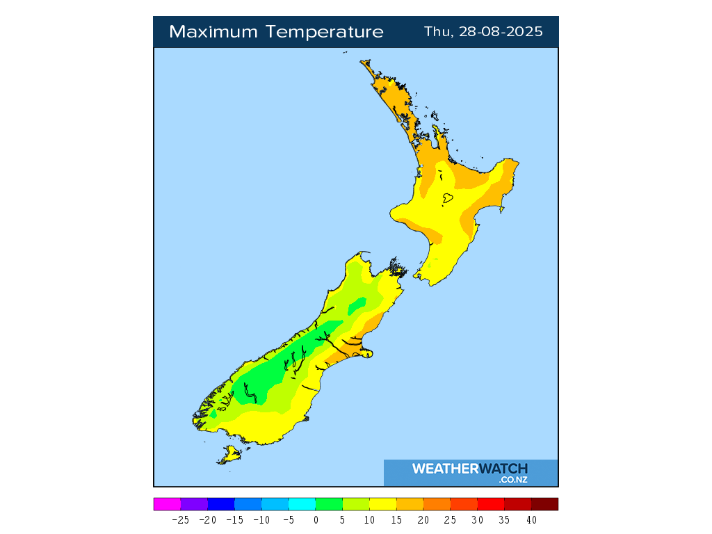 Maximum temperature for 12:01pm on Thu 28 August 2025