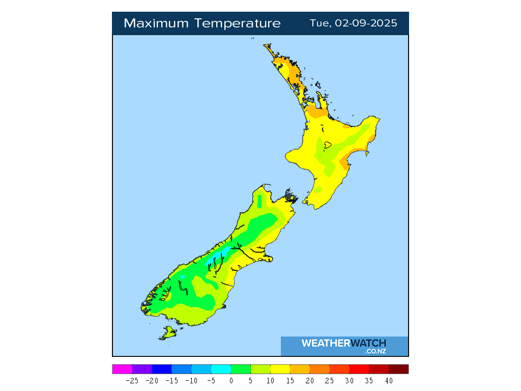 Maximum temperature for 12:01pm on Tue 2 September 2025
