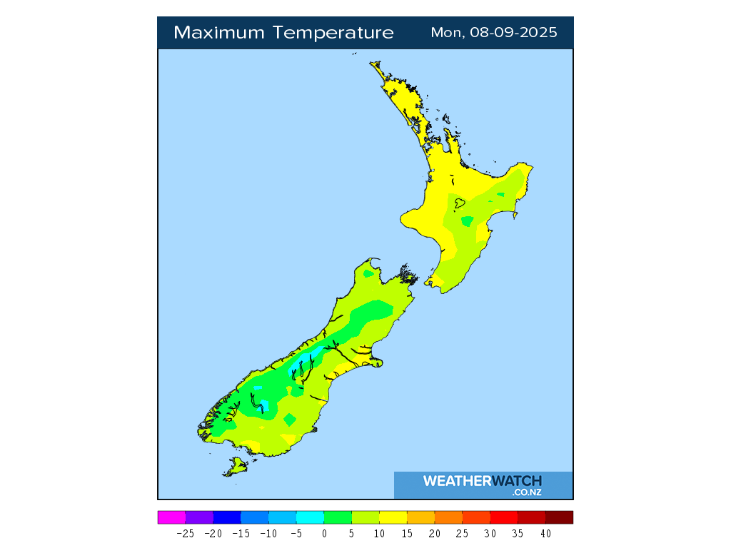 Maximum temperature for 12:01pm on Mon 8 September 2025