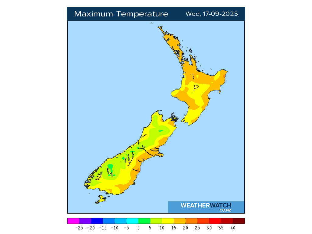 Maximum temperature for 12:01pm on Wed 17 September 2025