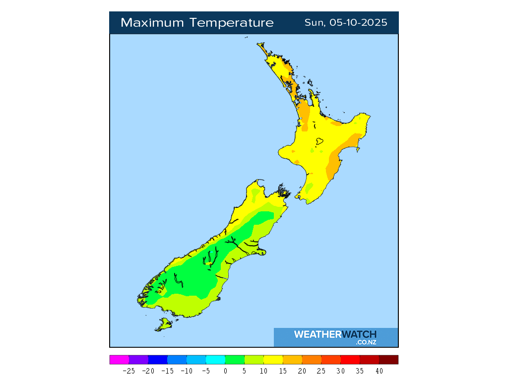 Maximum temperature for 1:01pm on Sun 5 October 2025