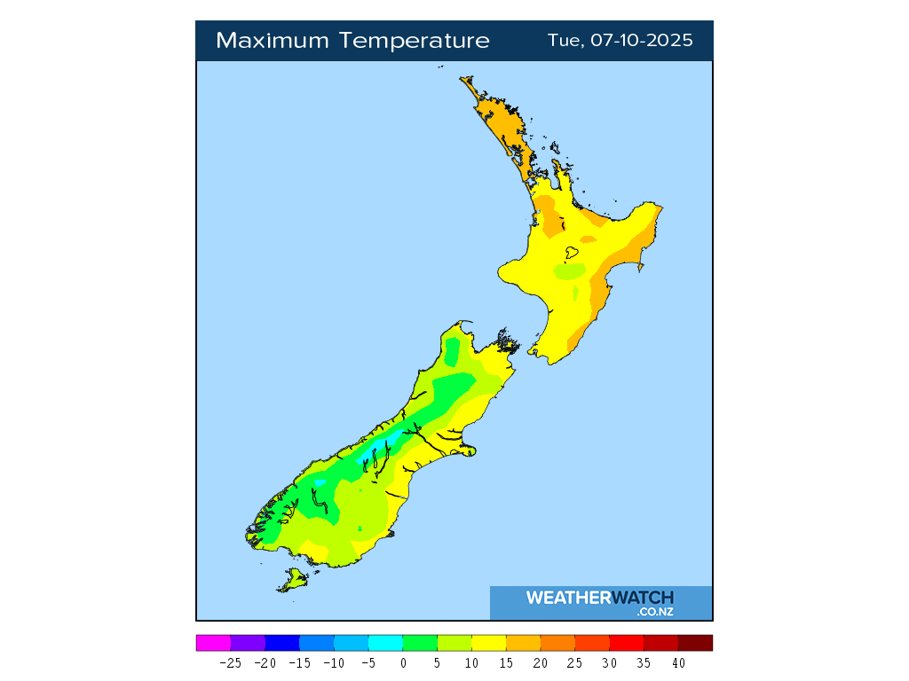 Maximum temperature for 1:01pm on Tue 7 October 2025