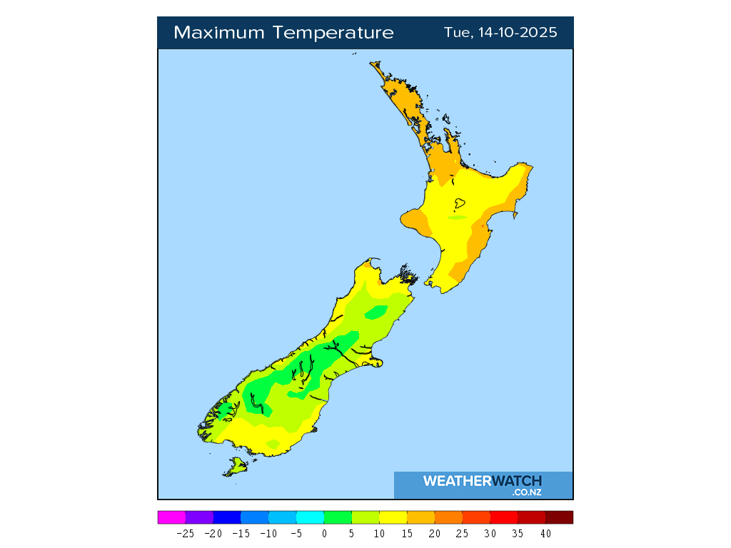 Maximum temperature for 1:01pm on Tue 14 October 2025