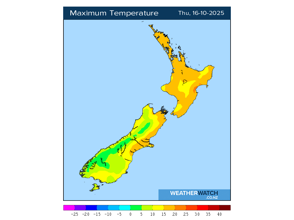 Maximum temperature for 1:01pm on Thu 16 October 2025
